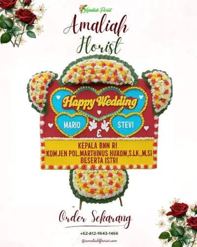 Karangan Papan Bunga Pernikahan di Malaka Jaya